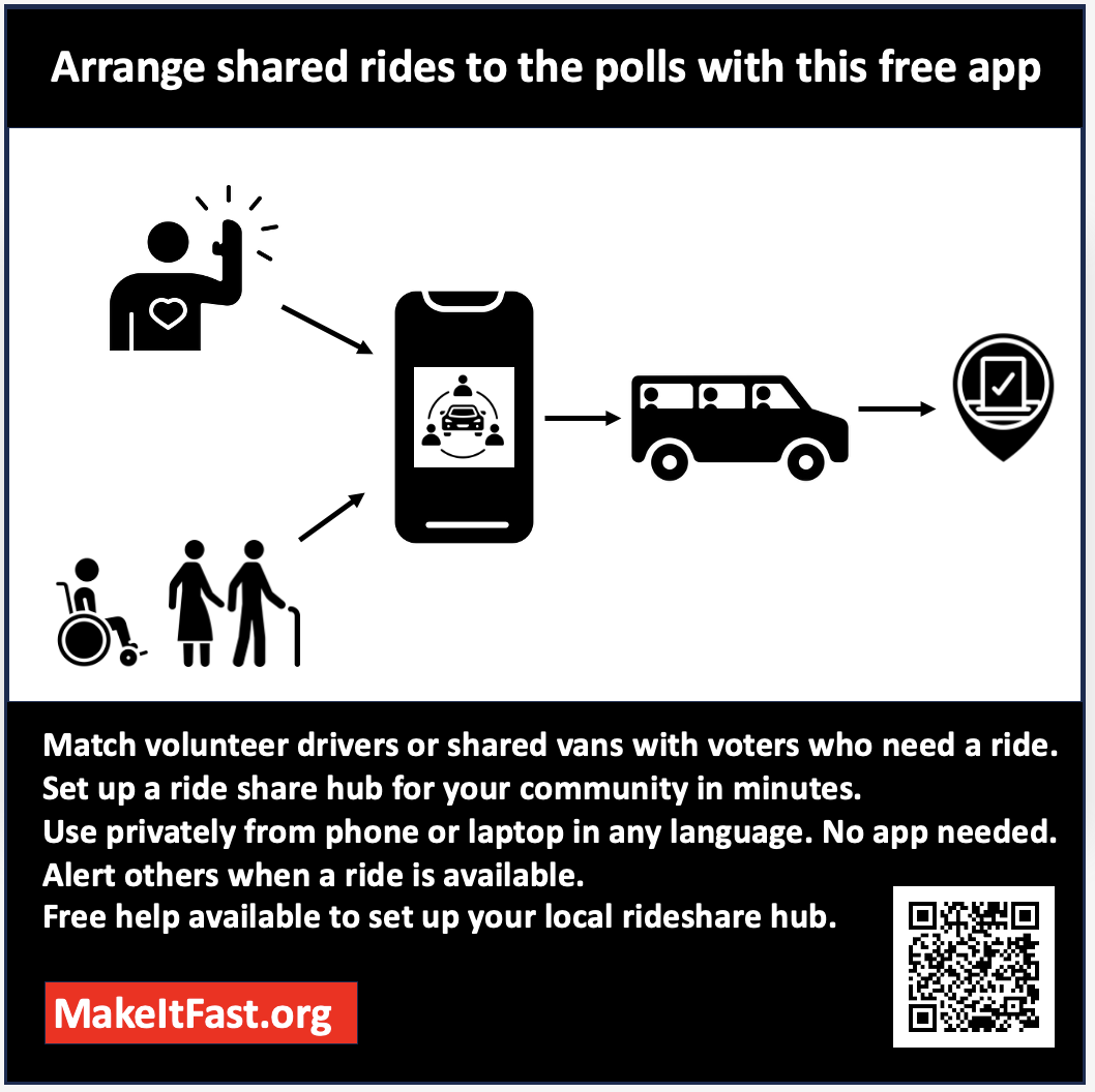 How to arrange shared rides to the polls with the free MakeItFast app
